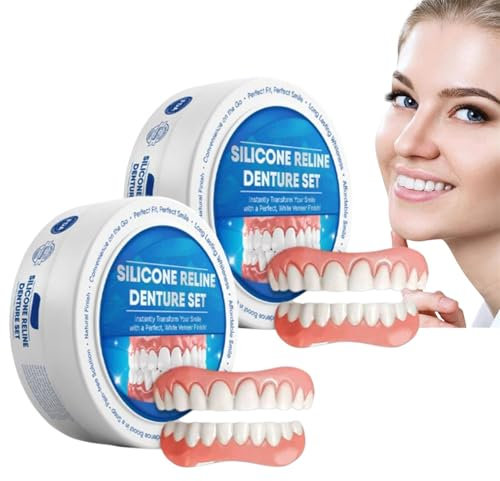 Holibao Silicone Reline Denture Set, Soft Denture Silicone Reline Kit, Snap in Teeth Teeth Comfort Fit (2)