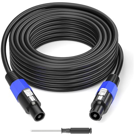 Jumwa Speakon to Speakon Cables M-M for Audio Amplifier 12 Guage Cord Wire Speaker Cable with Twist Lock DJ/PA Connector for Heavy Duty Audio, 30M