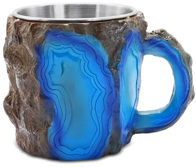 Viceda Coffee Mug, Mineral Crystal Coffee Mug, 200ml Onyx Crystal Mug with Handle, Mineral Crystal Mug, Decorative Crystal Cup for Coffee, Milk, Tea, Juice, Birthday Gifts for Girls (Blue)