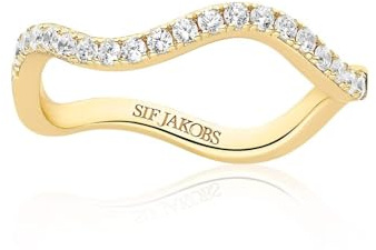 Sif Jakobs - Ellera Waves Ring - 18k Vergoldet - Weiße Zirkonia - 925 Sterling Silber - Damenschmuck - 52
