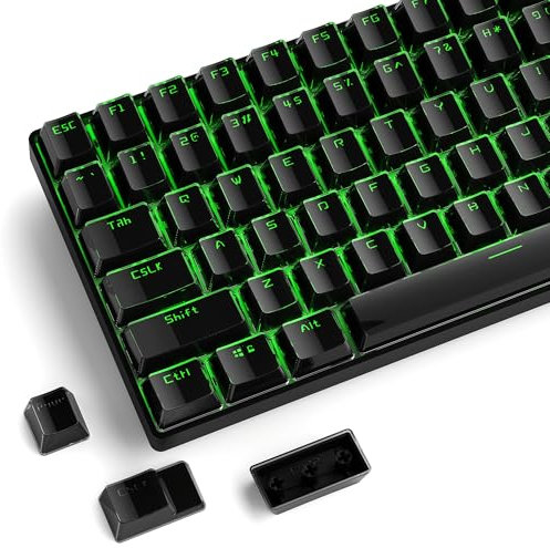 Womier Keycaps – Crystal Jelly Keycaps 60 65 75 100 Prozent Shine Through Key Caps Set, Custom 130 Keys OEM Profile for 61/68/84/87/98/100 Cherry Gateron MX Mechanical (Black)