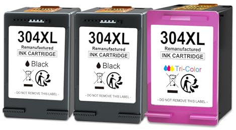 304XL Druckerpatronen, 304XL Ersatz Kompatibel für HP 304 XL Mutipack für hp Envy 5030 5000 5010 druckerpatronen,hp deskjet 3750 3700 2600 2630 druckerpatronen (2 Schwarz + 1 Farbe)