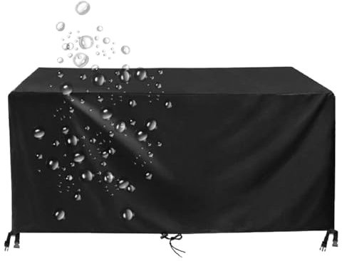 Outdoor Patio Furniture Set Cover Waterproof 600D Oxford Table and Chair Covers Large Rattan Garden Furniture Cover for 9 Seater Set UV Resistant Black