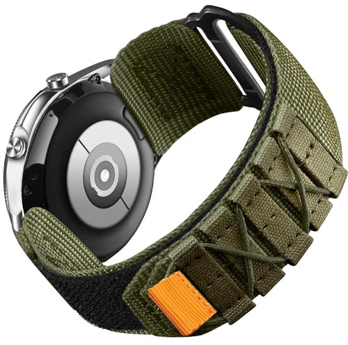 Lamshaw Correa Deportiva de Nylon Resistente de 24 mm Compatible con TicWatch Atlas/Pro 5 Enduro/Pro 5 - Diseño de Bucle Tejido, Ajuste Seguro y Cómodo (Cross Nylon-Verde)