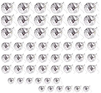 Mini Disco Balls, 36PCS Mirror Disco Ball, Reflective Mirror Ball Glass for Wedding Cake Topper Decor, Silver Disco Ball Christmas Decoration