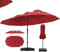 RELAX4LIFE Grand Parasol Double avec LED Solaire, Grand Parasol de Jardin Extérieur avec Pied, 48 Lumières, Manivelle, Base Croix, Sac de Sable, Protection Solaire, Montage Facile (Rouge)