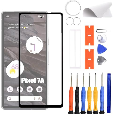 ERYNK Für Google Pixel 7A Display Glas Frontglas Reparatur Replacement Set [mit OCA Kleber] [No LCD Screen] 6.1 Zoll with Werkzeugsatz