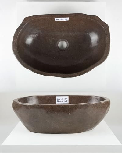 Wohnfreuden Lavabo ovale en pierre naturelle 40 cm Gris Avec choix unique