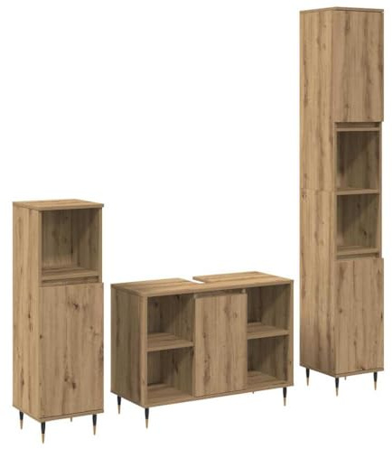 vidaXL Bathroom Furniture Set with Shelf Wall-mounted Artisan Oak, Functional Storage Solutions, Modern Bathroom Set with Shelving, Elegant Rectangular Organizers for Home Spaces