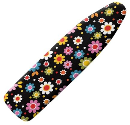 Bügelbrettbezug 120X40 Bunte Blumen mit Schnurbindung & Stretch System - Hitzebeständig, Reflektierend, Waschbar Strapazierfähig und Leicht Anzubringen Bügelbrett Bezug