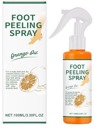 Fußpeeling Spray, 100ML Orangenöl Fuß Hornhautentfernungsspray, Feuchtigkeitsspendendes Fußpeeling Deospray für Hornhaut, Natürliche Hornhautentfernungssprays für Die Füße, für Alle Hauttypen