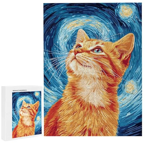 Puzzle 6000 Teile Erwachsene Orange Katze Sternenhimmel, Impossible Klassische Jigsaw Puzzles 179 x 105cm, Geschicklichkeitsspiel für die ganze Familie, Puzzle farbenfrohes Legespiel Home Dekor k-487