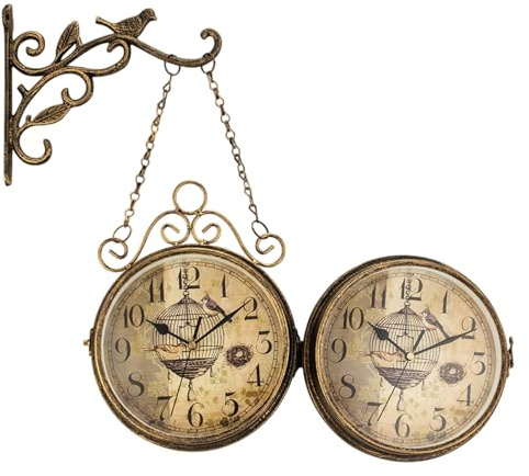 Orologio da parete ad angolo||Orologio da esterno, orologi da esterno decorativi bifacciali vintage in ferro battuto, da parete silenzioso alimentato a batteria per soggiorno, ingresso, port