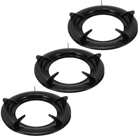 Healeved Soporte para Wok de Gas 3 Piezas de Hierro Negro para Cocina | Anillos Reemplazables, Rejillas Reutilizables, Accesorio para Estufa de Gas