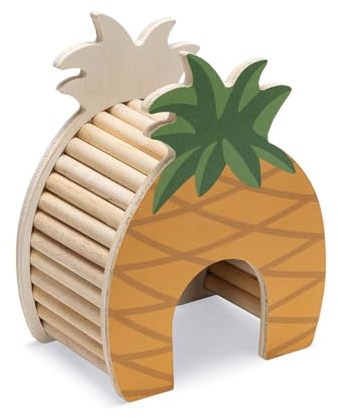 Beeztees Hamsterhaus Ananas für Hamster, Holz, 13,5 x 9 x 18 cm