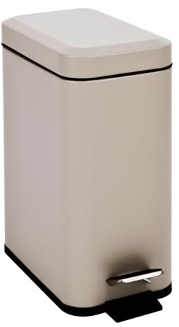 SVITA STM5 Mülleimer Treteimer Tretmülleimer Abfalleimer 5l inkl. Inneneimer Softclose-Deckel Fußpedal freistehend rechteckig Taupe