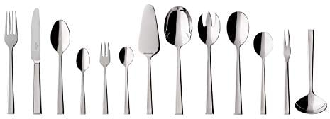 Villeroy & Boch Victor Tafelbesteck/pflegeleichtes Besteck Set aus poliertem, rostfreiem Edelstahl/geeignet für bis zu 12 Personen / 1 x Set (68-teilig)