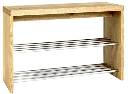 HAKU Möbel 15621 Bank, Metall, eiche-chrom, 81 x 30 x 55