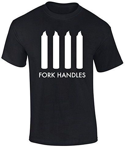 Mens Fork Handles Four Candles Funny Comedy Sketch T-Shirt Black (L)