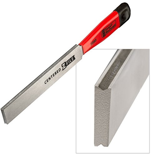 StewMac Z-File Centrada en V, Lima Diamante Coronado de Trastes, Grano 300 | Abrasivo de diamante con doble borde en ángulo; trabaja acero inoxidable y níquel plata dando la corona en una sola pasada.