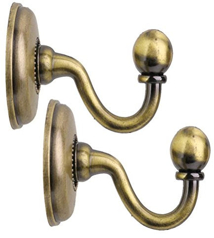 WINOMO 2pcs Vintage Alloy Pommel Curtain Holdbacks Tieback Hooks Door Wall Hat Coat Hangers (Bronze)