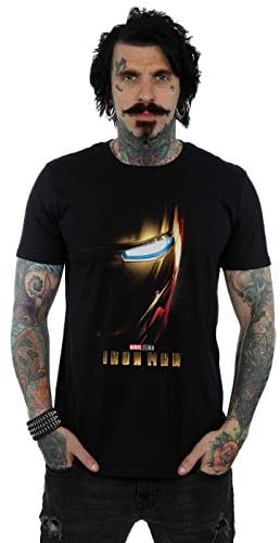 Marvel Studios Men's Iron Man Poster T-Shirt Black Large