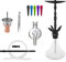 Skynet® Air Shisha Set Hookah 86cm Alu + Zubehör | große Wasserpfeife Komplett Molassefänger Schlauch Tonkopf 100x Hygienemundstück Kaminaufsatz 18/8 Schliff Edelstahl schöne Bowl - Schwarz