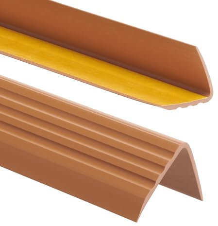 Profilo per bordi scale - Profilo angolare in PVC autoadesivo 50mm x 40mm, Paraspigolo - Strisce antiscivolo per gradini, 80cm, Ambra