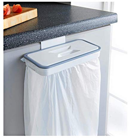 ACL Over the Cabinet Door Rubbish Bag Holder Trash Bag Holder Bin Liner Hanger for Cupboards Portable Hanging Organizer Trash Bag Holder with Removable lid