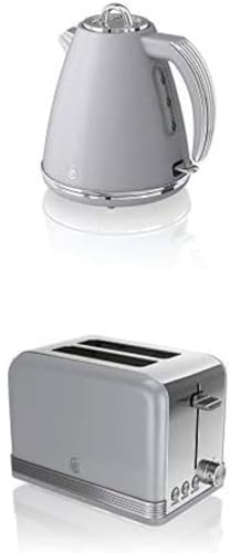 Swan Retro 1.5 Litre Jug Kettle and 2 Slice Toaster Grey