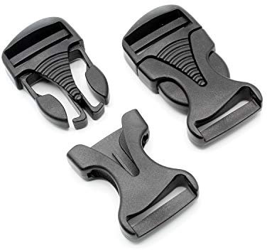 HEAVYTOOL Steckschnalle 20mm Gurtbandbreite Schwarz gerade Hurricane POM Acetal (10 Stück) Steckverschluss Klippverschluss Klickverschluss Rucksackschnalle