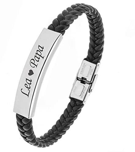 TMT Personalisiertes Leder Armband mit Gravur | braun schwarz| mit namen für Männer und Jungs Geschenk für Ihn | Jahrestag Valentinstag Geburtstag Glücksbringer