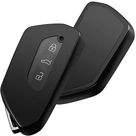 OATSBASF Autoschlüssel Hülle für VW, TPU Silikon Schlüsselhülle, kompatibel mit Golf 8, ID3, ID4, GTI, GTE, Seat Leon MK4, Tarraco, Ateca & Skoda Octavia (Schwarz)