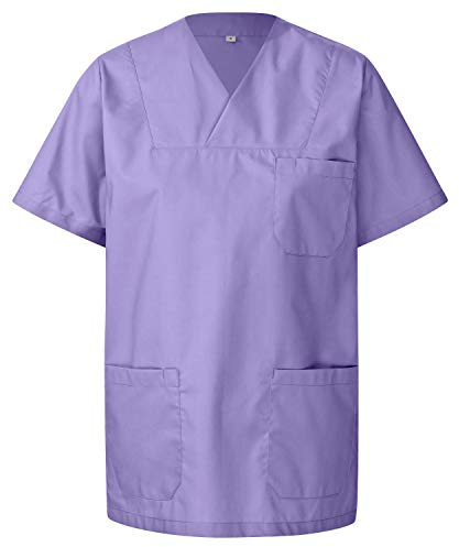 Unisex Kasack Kurzarm | Schlupfkasack aus 50% Baumwolle & 50% Polyester | Pflegekasack 1 Brusttasche & 2 Seitentaschen | Waschbar bei 90 Grad hygienisch, autoklavierbar, Industriewäsche geeignet
