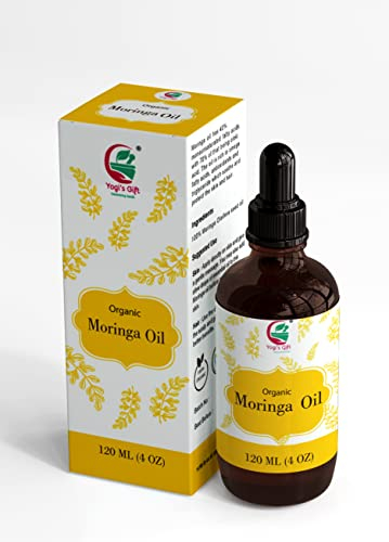 Moringa Öl 120 ml | 100% rein und natürlich anti-aging öl | Natürliche Feuchtigkeitscreme für Gesicht, Haut, Haare und Nägel | Hilft bei Hautunreinheiten, Entzündungen und Narben | Yogis Gift®