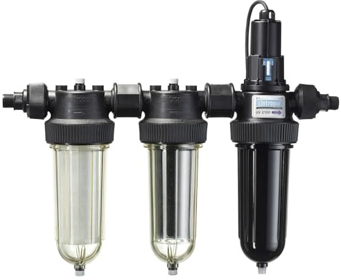 Cintropur STERILISATEUR Trio-UV 2100 26/34-230V - 50Hz - Désinfection des eaux de puits contaminées - Équipé d'un préfiltre 25µm et d'un Filtre à Charbon Actif