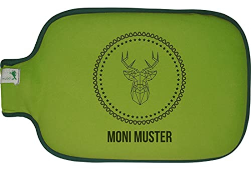 Hugo Frosch Wärmflasche mit Namen - personalisiert - Motiv Hirsch - viele Farben & Motive – Wärmflasche - grün - Größe 19,5 x 31,5 cm - persönliches Geschenk mit Wunsch-Motiv und Wunsch-Name