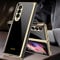 COQUE pour Housse Galaxy Z Fold 3, Brillante Peinte en Verre trempé 9H, Housse de téléphone Pliable pour Samsung Galaxy Z Fold 3 5G-Noir mystérieux