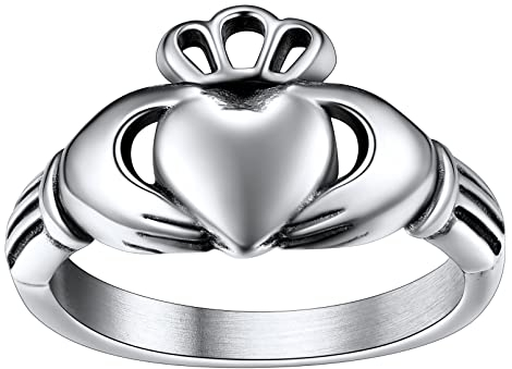 FaithHeart Irischer Claddagh Fingerring Herz Versprechen Ring Damen Mädchen Fingerring Ehering Freundschaftsring Paarring für Valentinstag Weihnachten