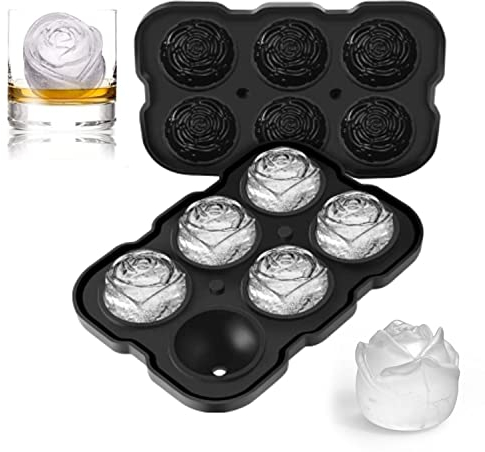 sylbx Forme de Rose Moule a Glacon Plateaux Moules à GlaçOns en Silicone Avec Couvercle Amovible éTanche, Sans BPA, Parfait pour le Whisky, les Cocktails, la BièRe, les Jus, les Boissons Maison