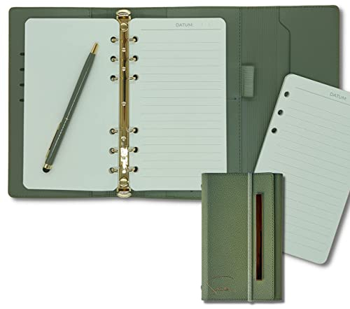 Ringbuchmappe A6 aus Kunstleder – Elegante Dokumentenmappe mit Stifthalter & Kartenfächern – Nachfüllbares Notizbuch für Business, Studium & Reisen