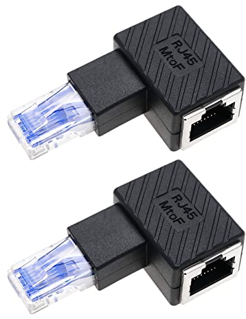 VGOL 2pcs Adaptateur Ethernet 90 Degrés RJ45 Mâle à Femelle Connecteur Coudé Compatible avec Cat5e / Cat6 Normes Câble, Angle Droit