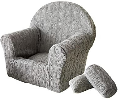 Sharplace Newborn Photography Sofa Set with Cushion, Newborn Baby Photography Props, Infant Photo Costume Posing Prop for Baby Shower, Gray
