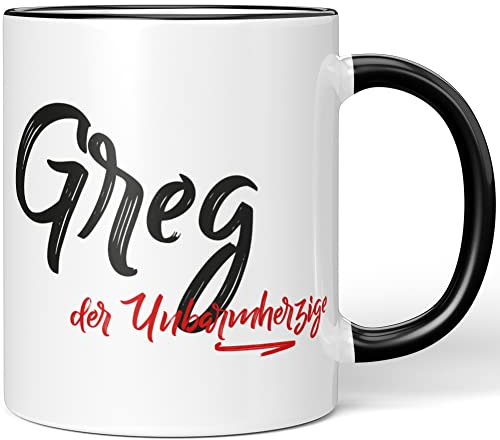JUNIWORDS Tasse, Greg, der Unbarmherzige, Schwarz (5239162)