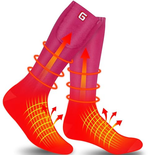 G Beheizte Socken Männer Frauen Batteriesocken wiederaufladbare elektrische Socken,batteriebetriebene Akku Beheizte Socken,Winter Thermo Skifahren Radfahren Jagd Heizsocken (Rosa)