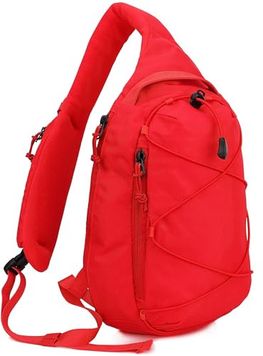BAWADE Sling Bag Crossbody Sling Rucksack für Damen und Herren, Schultertasche, Brusttasche, Tagesrucksack für Reisen, Wandern, Radfahren, Rot/Ausflug, einfarbig (Getaway Solids), Umhängetasche