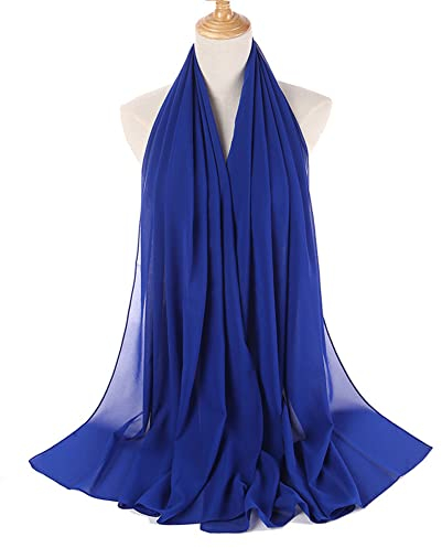 Hijab Kopftuch Damen Muslimisch,Moderne islamische Chiffon Kopftücher Damen Schal Wrap Langer Turban-Kappe Hijab Caps Islamische Schals Kopfbedeckung für Muslimische Frauen,Blau #2