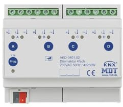 KNX Dimmaktor 4fach, 6TE, REG, 250W, 230VAC mit Wirkleistungsmessung -