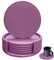 RICHSUM Lot de 6 dessous de verre ronds en cuir souple avec couture, adaptés à diverses tasses, tables en bois, décoration d'intérieur, 10,2 cm (violet)