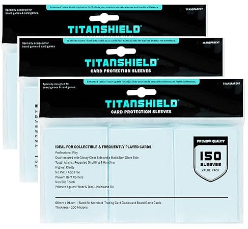TitanShield [3 Pack Bundle Premium Clear Card Sleeves for Standard Sized Board Games and Trading Card 2.5 x 3.5 (150 Sleeves)